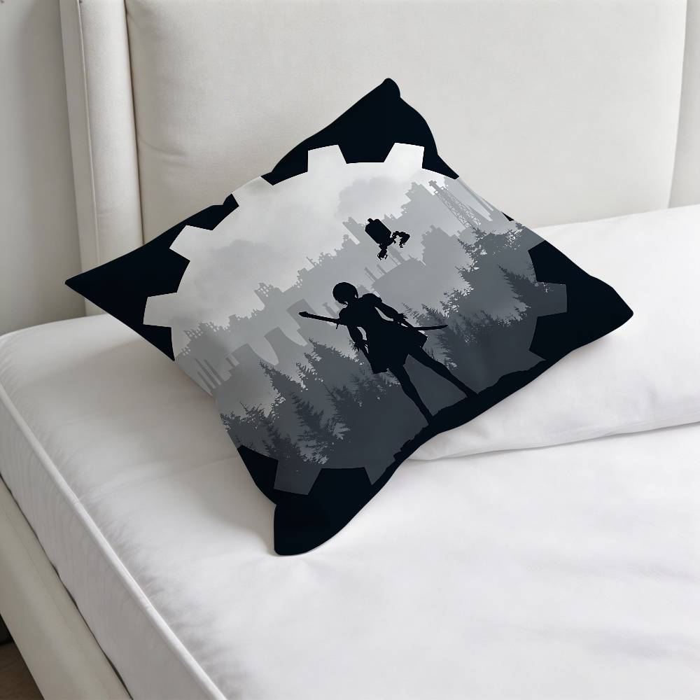 Cool NNieR AAutomata 2B Fashion Square Pillow Case Durable Throw Pillow Cover for Sofa Couch Chair