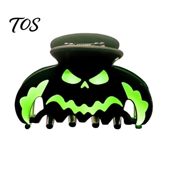 Decorative Holiday Hair Pins Halloween Claw Clips, Luminous Ghost Pumpkin Pattern Acrylic Anti-slip Funny Face Clips Glow in The Dark Grippers