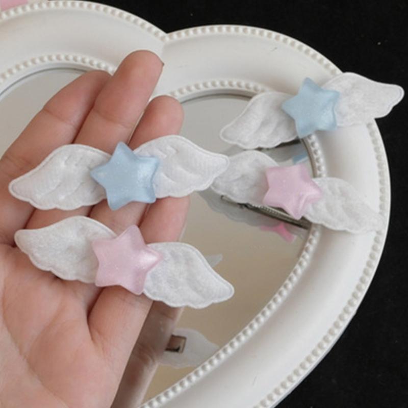 2pcs Lovely Pill Star Wings Hair Clip Hairpins Fashion Hair Barrettes Sweet Headpiece Hair Accessories for Women Girls