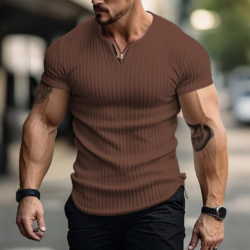 Summer Men's Matching Short-sleeved Shirt Single Breasted Breathable Sports Casual Top