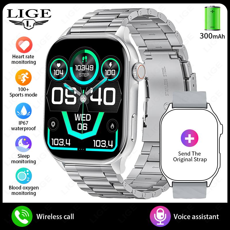 For Android iOS Smart Watch 2.01" Full Touch Screen Bluetooth Call Heart Rate Waterproof Sports Bracelet Smartwatch Women
