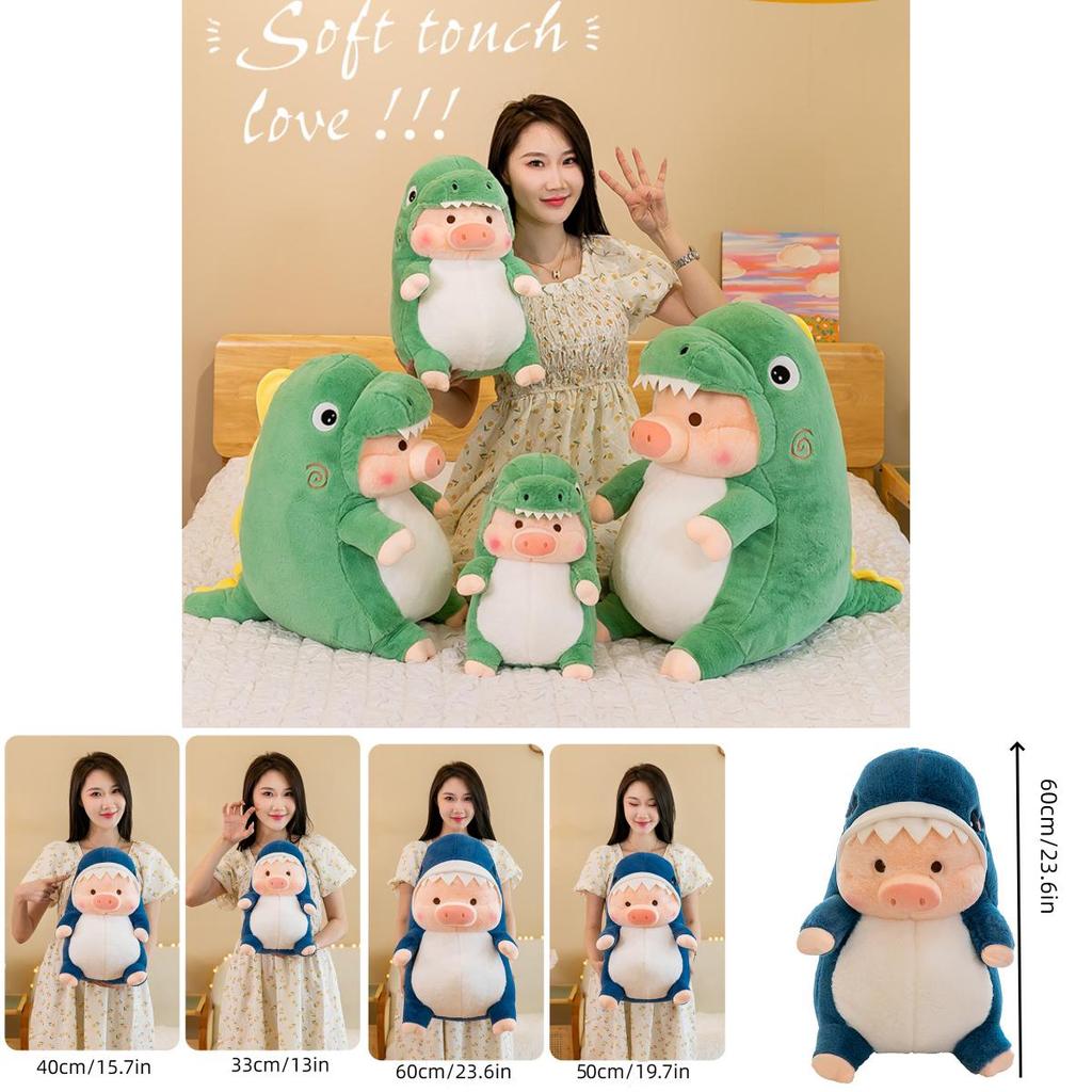 Cute Dinosaur And Shark Pig Plush Toy Pillow For Kids, Girls Large Stuffed Animal Doll Gift