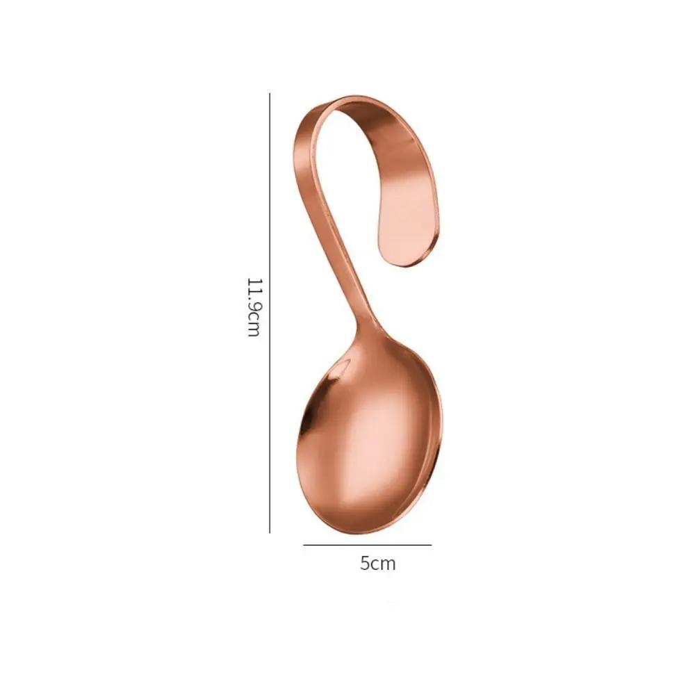 Cutlery Stainless Steel Curved Handle Spoon Rustproof Portable Serving Spoons Comfortable Grip Safe Dessert Spoons Buffet