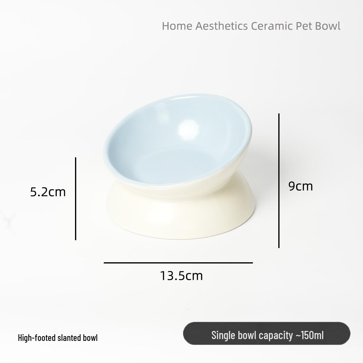 

Large Ceramic Cat Bowl with High Legs, Slanted Opening, and Anti-Tip Design to Protect Cervical Vertebrae - Suitable for Both Food and Water