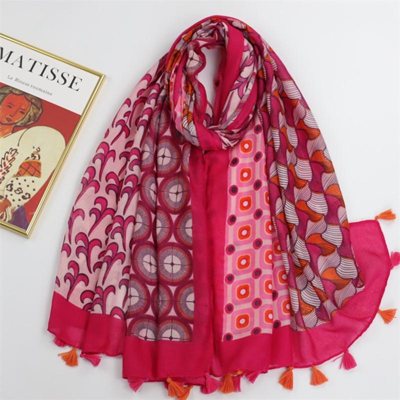 

Роскошный бренд Хлопково-вискозный шарф Женский Ацтекский цветочный пэчворк Кисточки Шали и накидки Эшарп Пашмина Буфандас 180*90 см