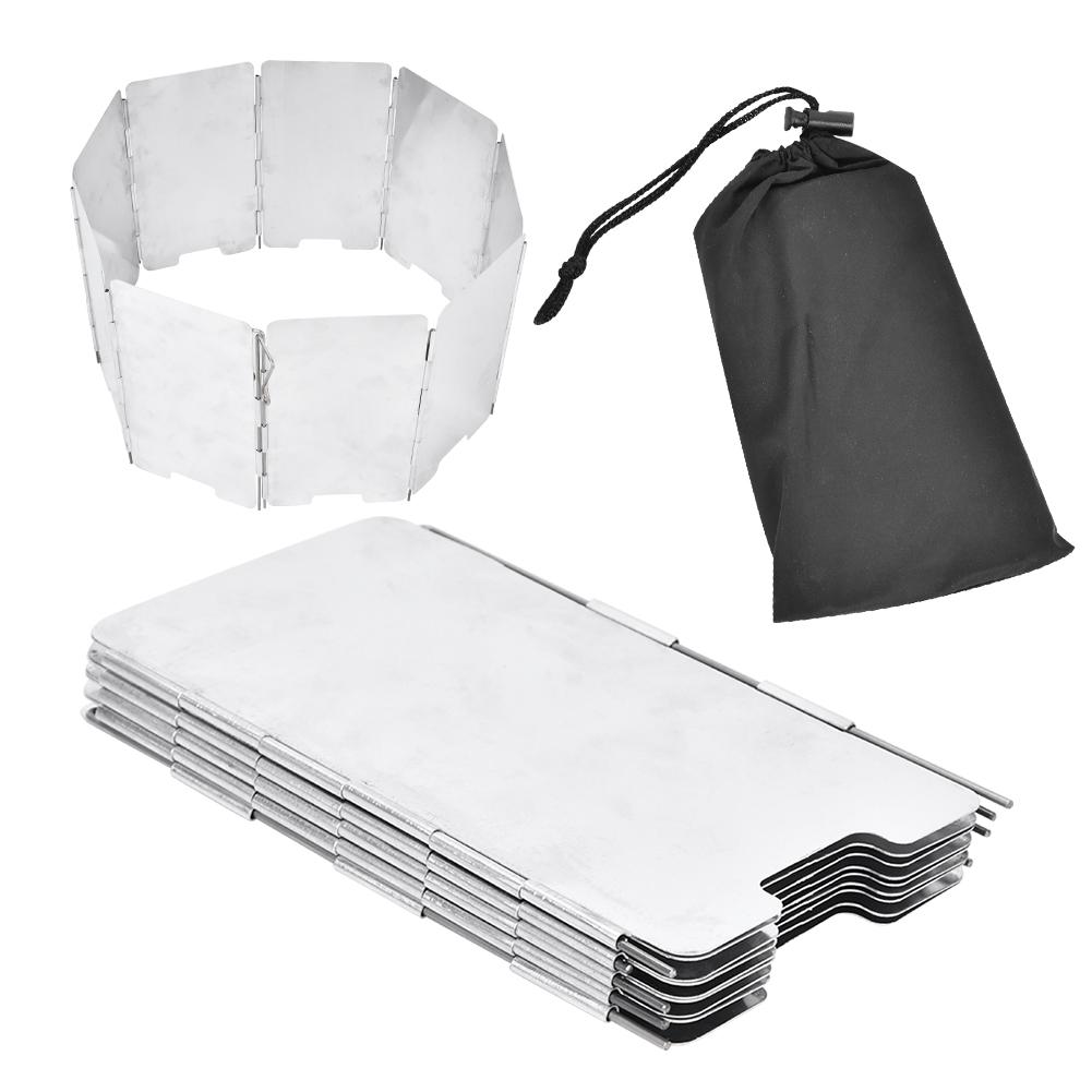 Outdoor Mini Portable Foldable 9 Plate Camping Cooking Stove Windscreen with Carrying Bag