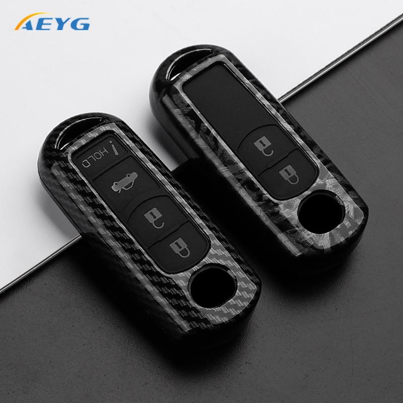 Carbon Fiber Abs Car Key Case Cover For Mazda 2 3 5 6 7 Cx-3 Cx-4 Cx-5 Cx-7 Cx-9 Axela Atenza Keyless Keychain Accessories