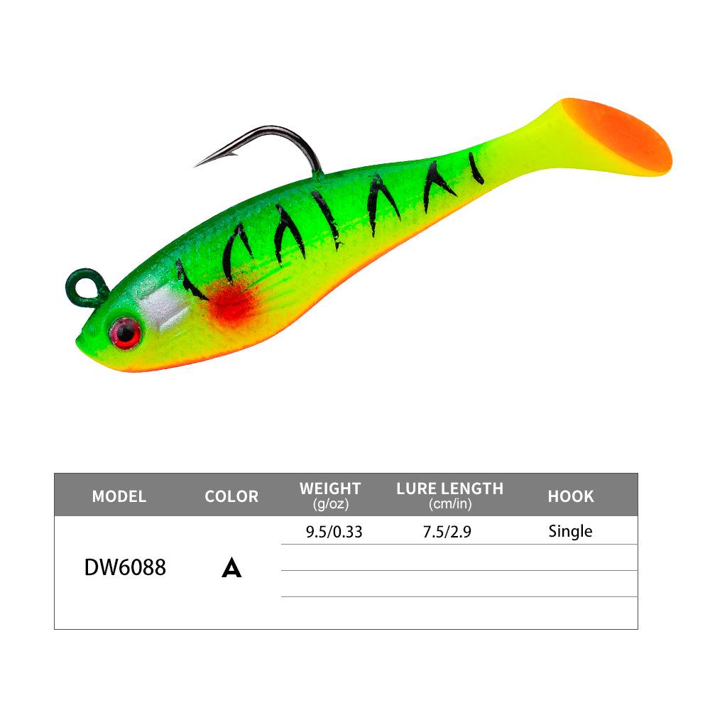 T-Tail Soft Bait 7.5cm 9.5g for Sea Bass Fishing - Bionic Lure for Boat & Sea Fishing
