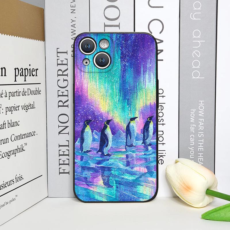 

Creative Art Starry Sky Penguin Oil Painting Phone Case for iPhone 17 16 12 11 14 13 15 Pro Max Mini XS MAX XR 7 Plus Soft Cover iPhone 7