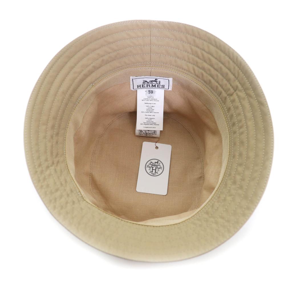 Pristine HERMES Hat Fred Stitch Embroidered H Bucket Hat Cotton Mens Used