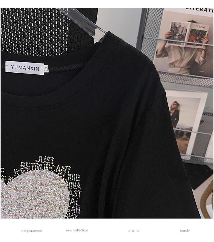 Plus Size Loose Fit Mid-Length Short-Sleeve Women's T-Shirt, Round Neck 200/300/350 Jin, Style 608