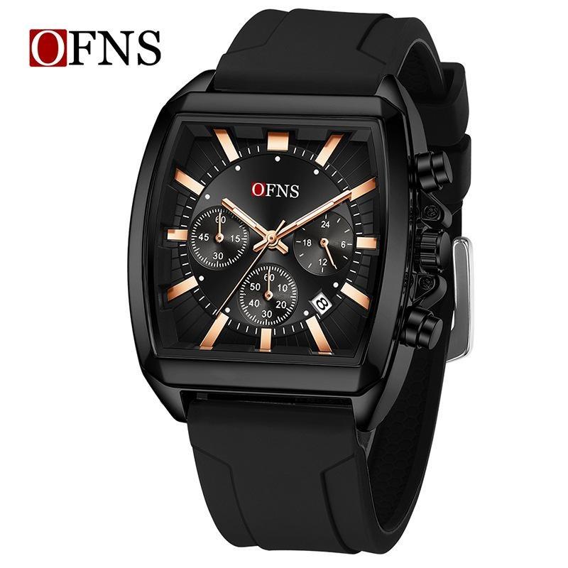 

Square Dial Chronograph Watch for Men, Waterproof Casual Business Wristwatch with 24H/Minute/Hour Sub-Dials Rubber-black case ярко-розовый