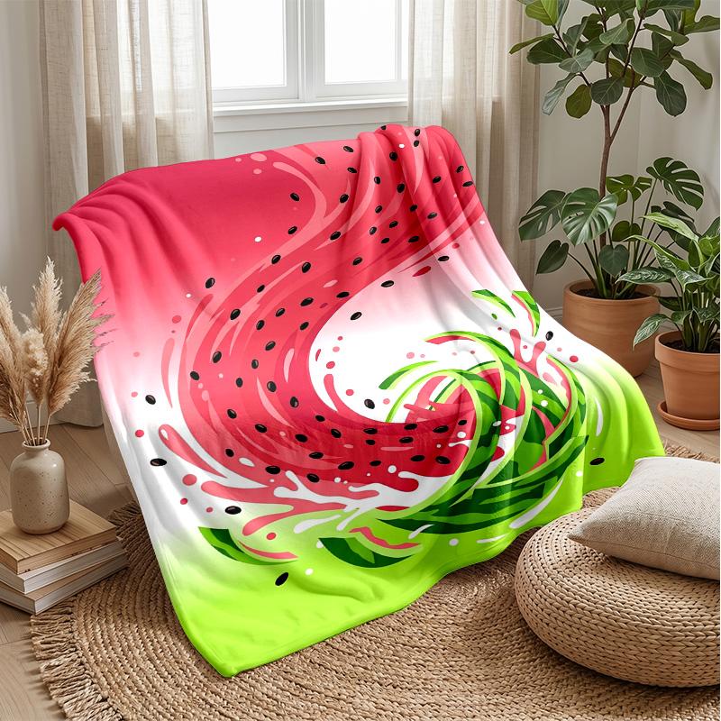 Watermelon Harvest Festival Theme Blanket Lightweight Warm Flannel Blanket Decorative Throw Blanket for Home Decoration