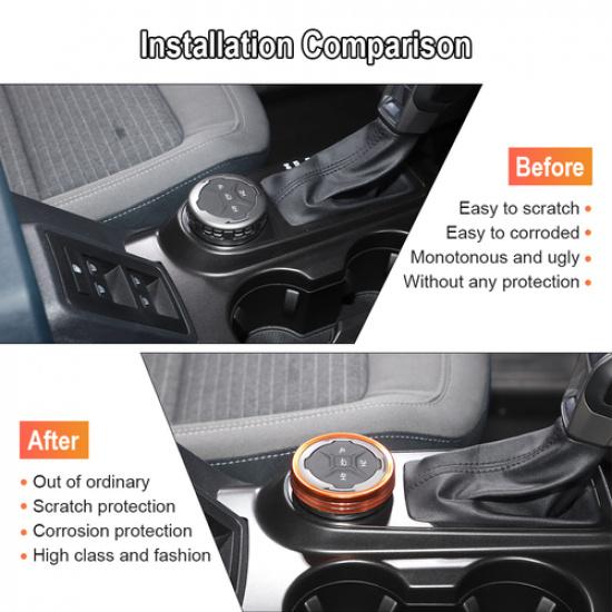 Orange 4WD Four-wheel Drive Knob Ring Cover for Ford Bronco + Aluminum Alloy