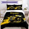 3pcs Custom Name Motorcycle Bedding Set Duvet Cover Closure Includes 1 Duvet Cover & 2 Pillowcases, Soft and Comfortable for All Seasons.