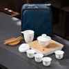 Mutton-fat Jade Outdoor Travel Tea Set