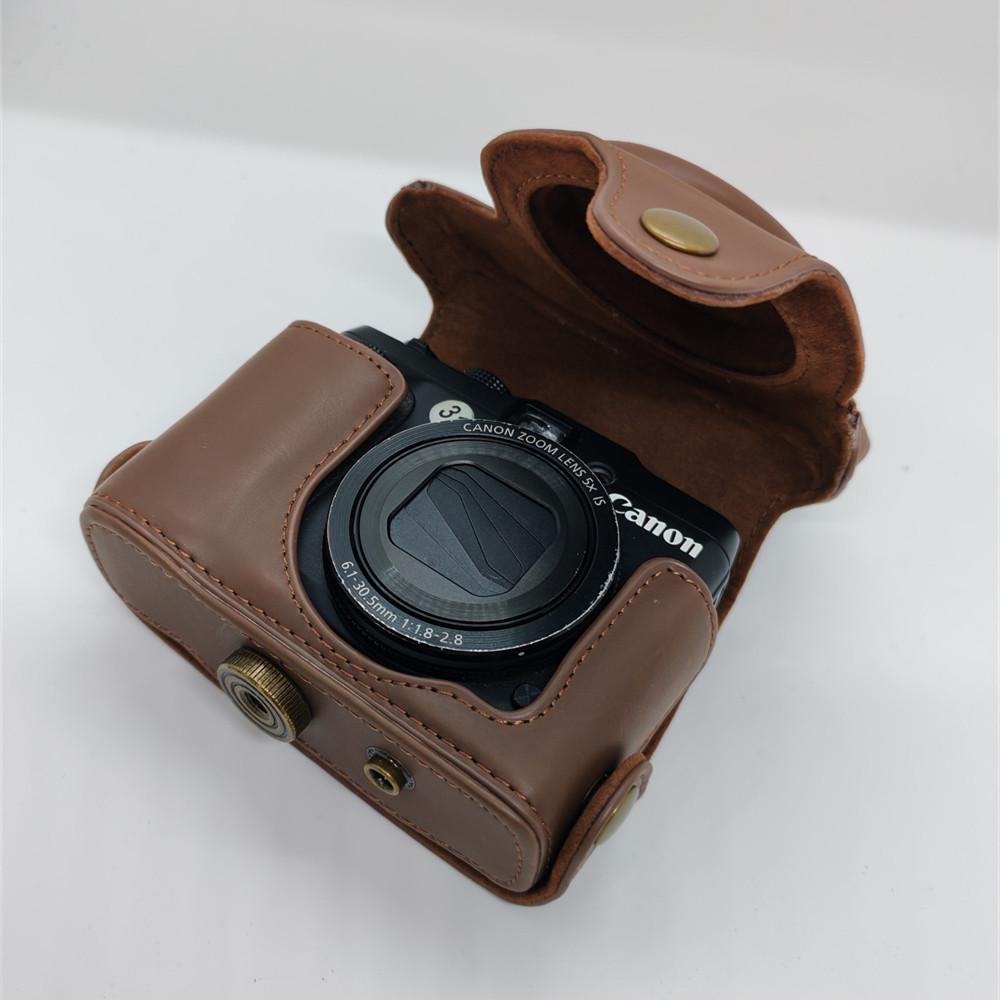 PU Leder Kameratasche für Canon Powershot G15 G16 Ganzkörperabdeckung mit Riemen