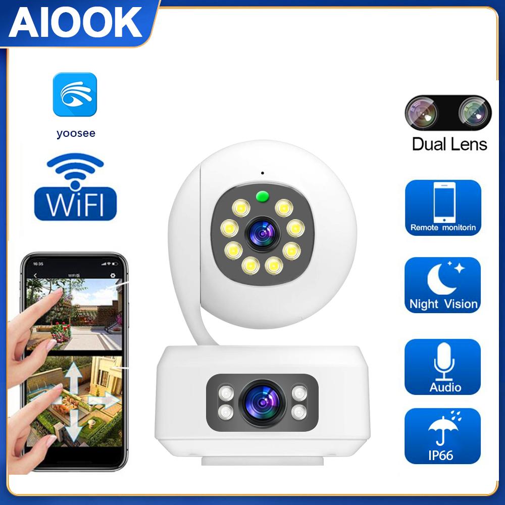 

AIOOK YOOSEE APP Home Security Camera WiFi Dual Lens HD 8MP Full Colour Night Vision Audio Intercom IP Surveillance Camera