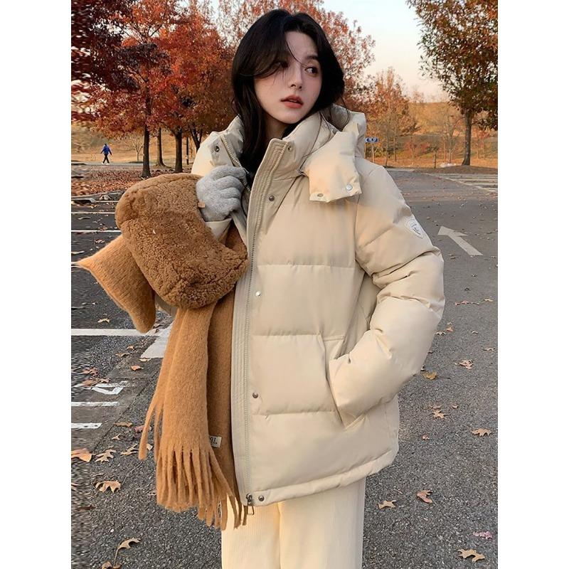 Winter Short Down Jacket Women Loose Fit Thickened Warm Puffer Coat Casual Parka