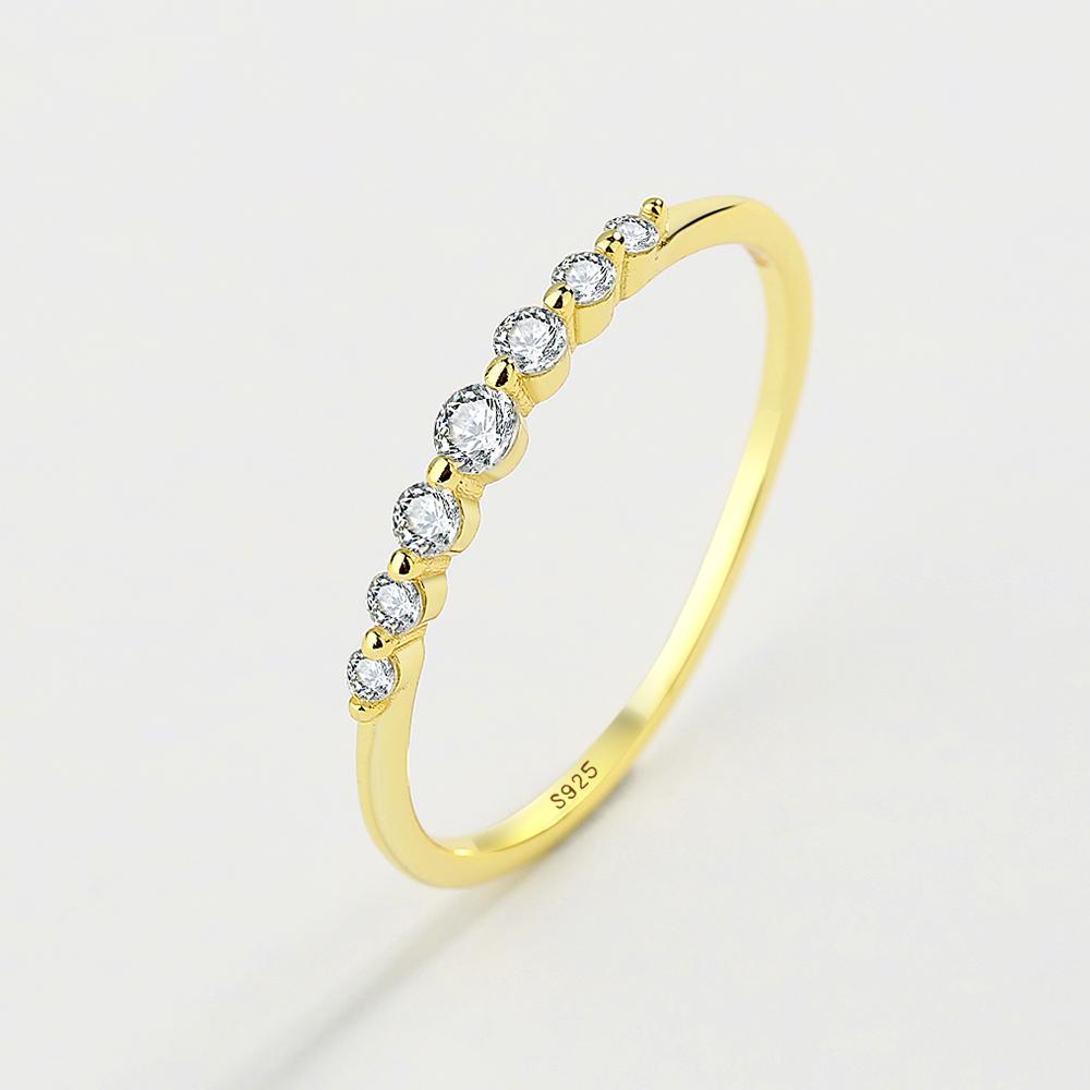 

Классические кольца из стерлингового серебра 925 пробы со сверкающим прозрачным цирконом золотого цвета для женщин, свадебные и помолвочные изысканные женские украшения 8