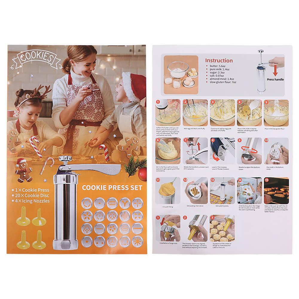 4 Nozzles Cookie Press Kit 20 Cookie Discs DIY Biscuit Maker Cookie Machine Mold  Bakery Shop