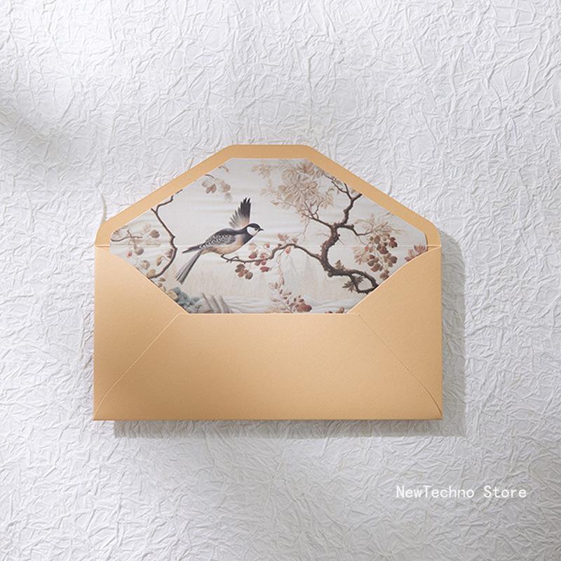 5pcs Exquisite Vintage Envelopes Classic Chinese Style Artistic Envelopes for Letters Wedding Invitation