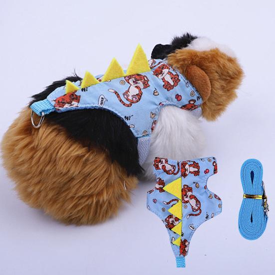 Yousheng 1 Set Small Pet Harness with Leash Rope Cute Dinosaur Cross-dressing Printed Costume Traction Tool Adjustable Guinea Pig Hamster Rat Rabbit