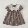 Girls' Dresses, Summer Cotton Short-sleeved Lace Collar, Baby Girls, Western Style Embroidered Dresses, Children's Princess Dresses