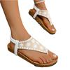 Women's Retro Platform Wedge Flip Flop Sandals Summer Casual Slip On Open Toe Beach Shoes with Embroidered Upper and Cushioned Footbed