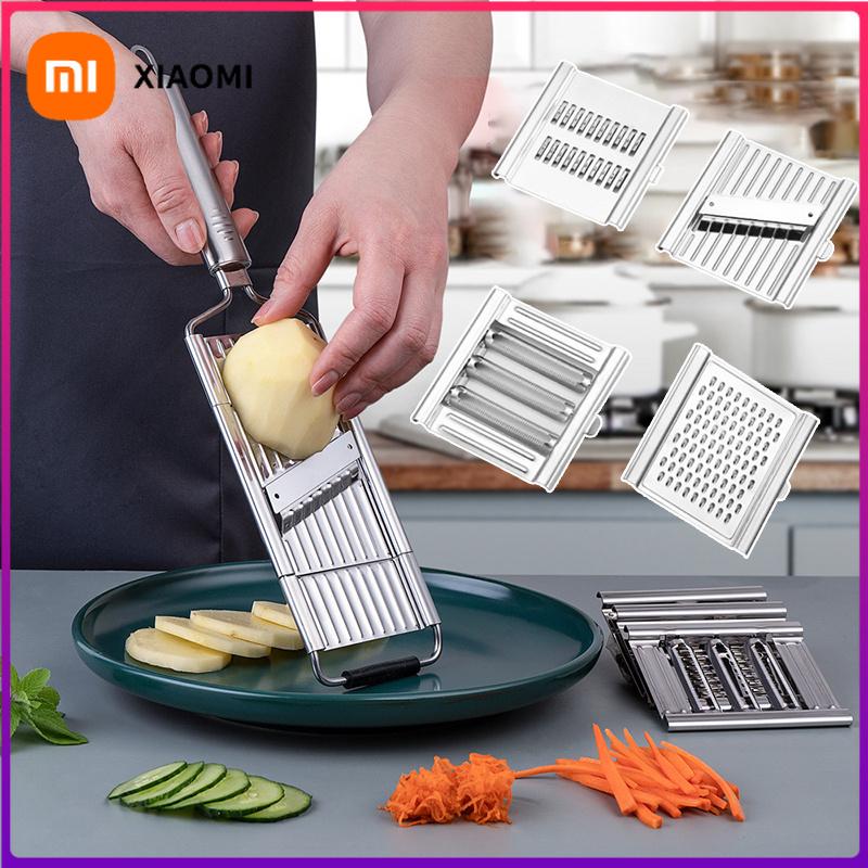 Xiaomi Gemüse- und Obstschneider aus Edelstahl Mehrzweck Manueller Gemüseschneider Reibe für Kartoffeln, Karotten, Gurken Küchenwerkzeug