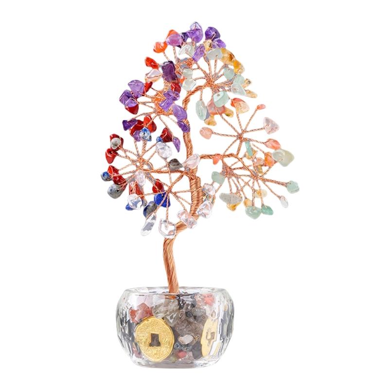 

Financial Abundances Crystal Tree Natural Stones Craft,Crystal Stones Money Tree for Home and Business Prosperities