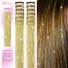 12pcs Colorful Shiny Synthetic Sparkling Tinsel Hair Extensions for Women Braiding Tools BB Clip Wig Concert Hair Accessories