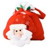 Christmas Drawstring Gift Bag 3D Plush Reindeer Santa Snowman Fruit Sacks Reusable Fabric Candies Goodie Storage Bag for Xmas Party Favors