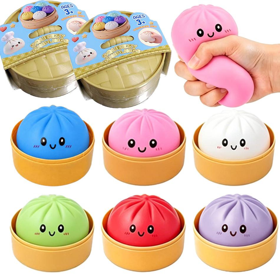 Presionador de Dumplings Dumpling Squishies Juguete de Bollo Lindo y Colorido Rebote Lento Alivio del Estrés Juguete Fidget Para Niños Adultos Regalo Anti-Ansiedad