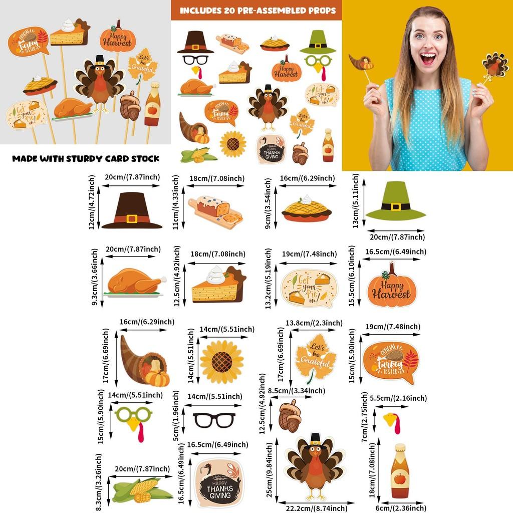 Paper Thanksgiving Day Photo Booth Accessories For Holiday Event Decor Set