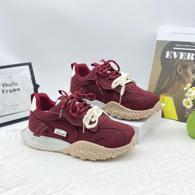 

Comfortable Solid Color Thick-Soled Height-Increasing Sneakers Size 39 вино красного