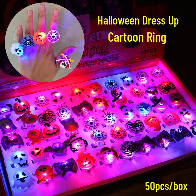 Santa Claus Halloween LED Pumpkin Skull Kids' Flashing Rubber Ring Toy