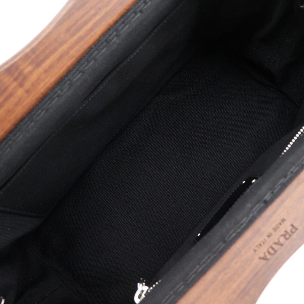 Prada Canapa Handbag 1BG350 2WAYShoulder NERO Black canvas/Wood Women Used