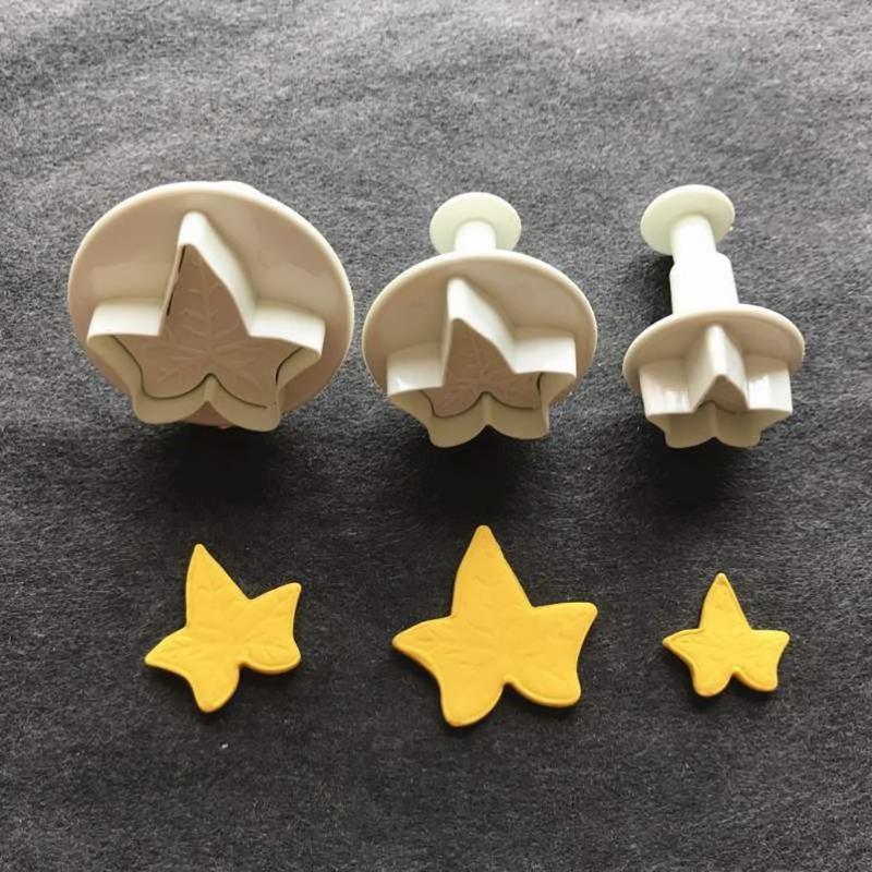 Set of 3 DIY Fondant Mold Multi-Shapes Fondant Stamps Kitchen Baking Tools Plastic Material Baking Supplies for Children