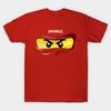 מידה אסייתית גברים חולצת טריקו הדפסת שחורה Ninjago עיניים אדום נינג'ה Fanart תוצרת מעריצים ללא חיתוך הדפסת העברה בחום חולצת טריקו מכותנה