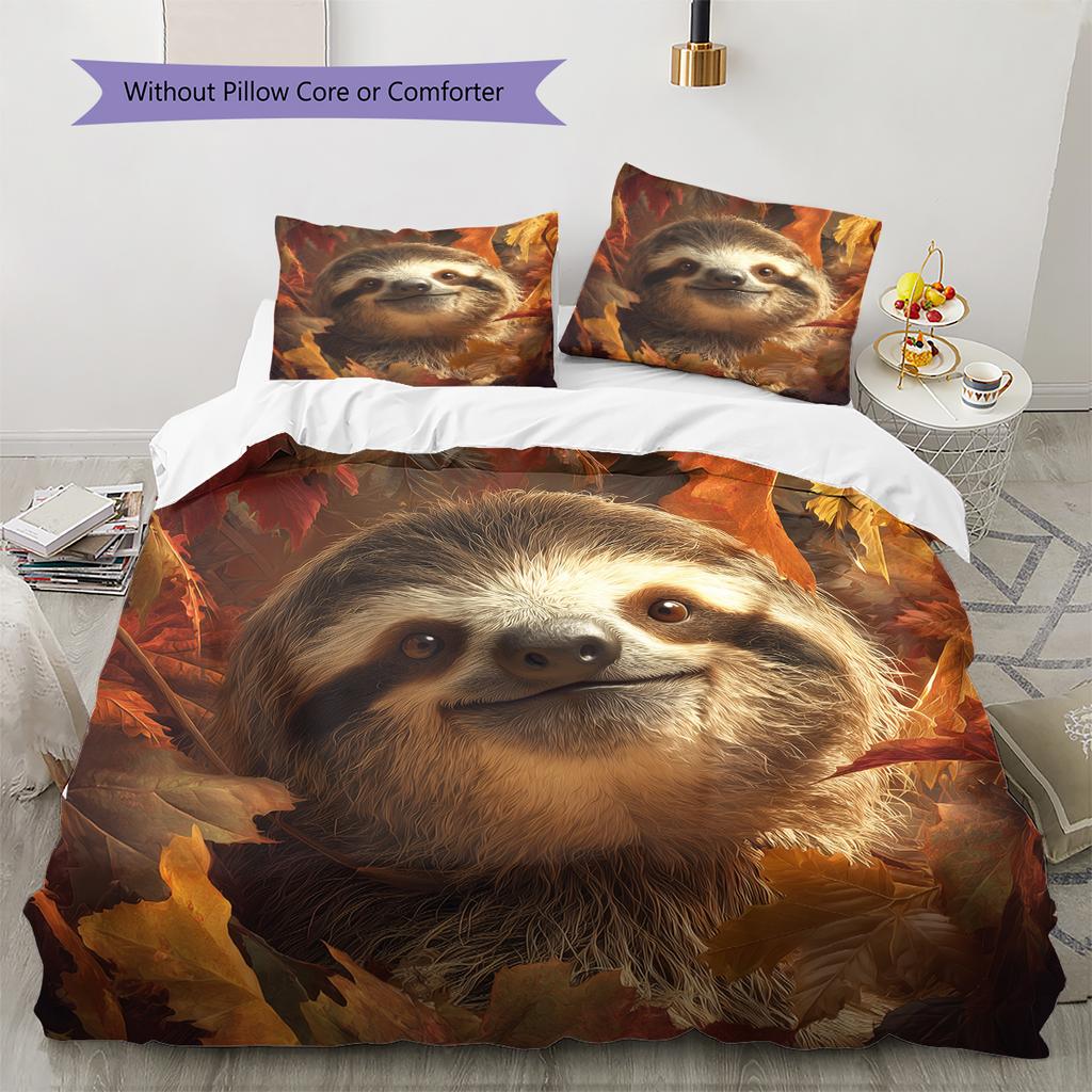 Sloth Pattern Bedding Home Decoration Birthday Gift (1 * duvet cover + 2 * pillowcase, without core)