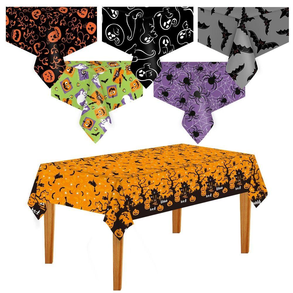 Pumpkin Ghost Spooky Bat Tablecloth Bronzing Haunted House Tablecover  Trick or Treat
