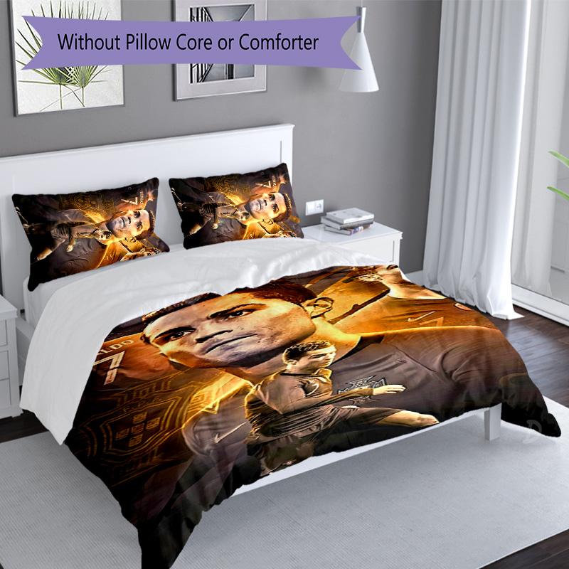 Set di biancheria da letto con motivo Cristiano Ronaldo da 3 pezzi, set copripiumino include copripiumino e federe, decorazione perfetta per la camera da letto in ogni stagione e regalo