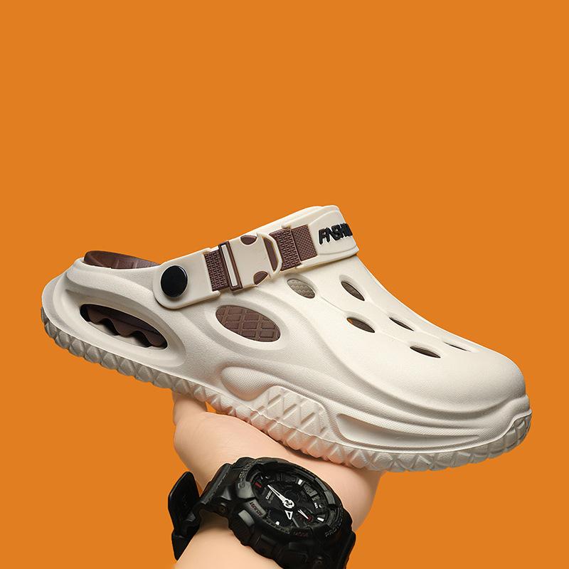 Summer new breathable non-slip sandals men's travel slippers seaside beach shoes comfortable bag head hole shoes