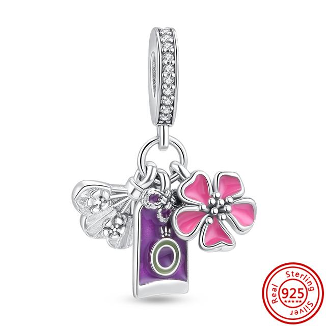 925 srebro torba na zakupy bagażowe walizka miłość podróż słodkie koraliki Fit Charms bransoletka biżuteria damska