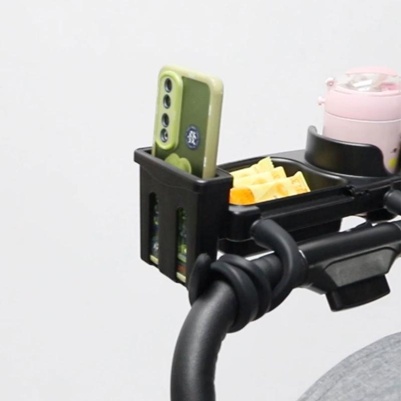 Baby Strollers Snacks Tray with Cup Holder, Food Tray with Lid Multifunctional Organiser Removable Phone Storage Slot