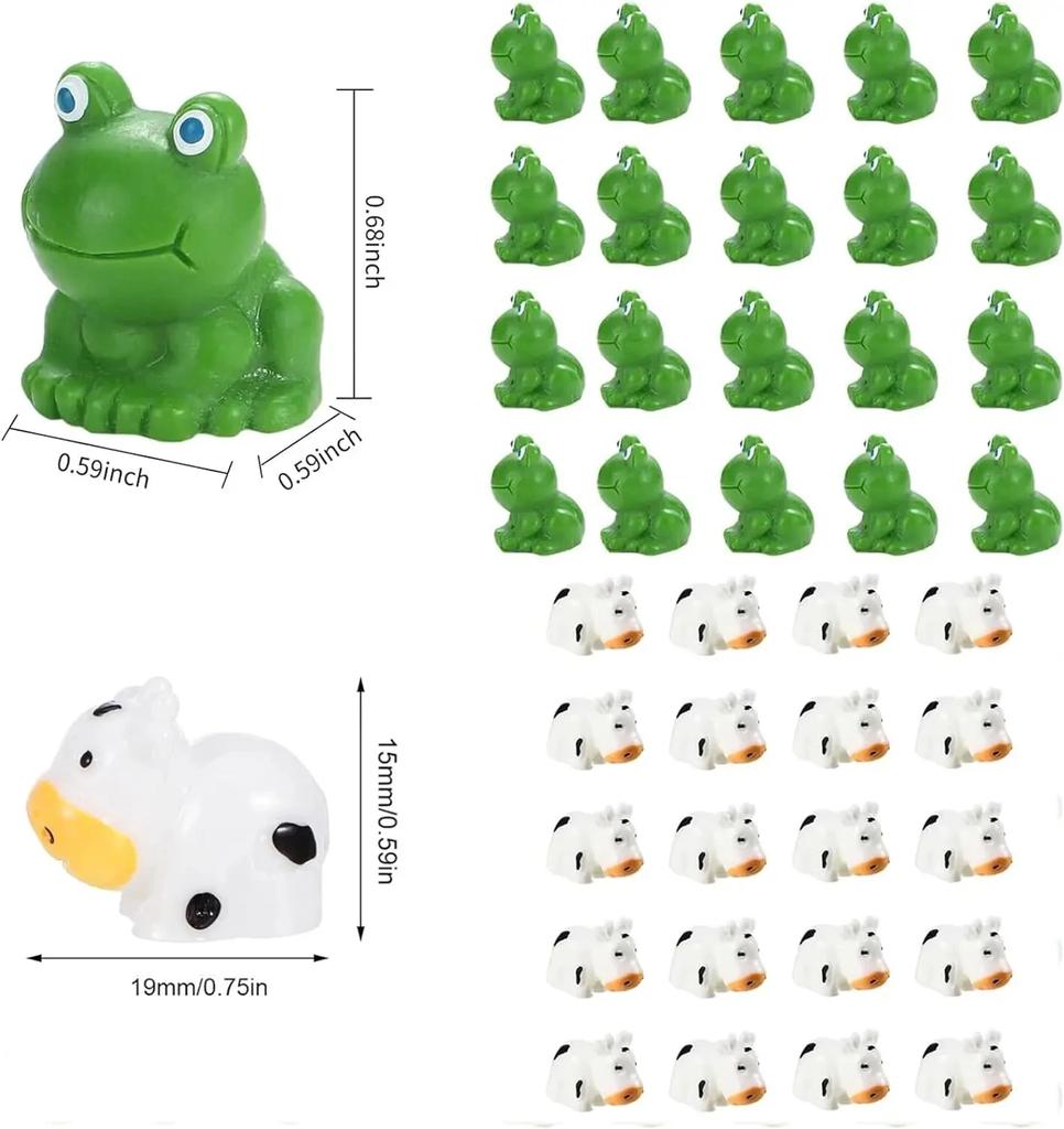 50 Stück Mini-Harz-Enten, Mini-Frösche, Kuh, Mini-Harz-Flamingo-Enten, Mini-Harz-Enten mit Brille für DIY-Bastelarbeiten, Garten-, Heimdekoration