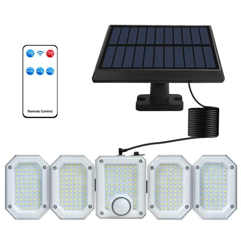 Lumini solare de exterior cu 300 LED-uri LED Solor cu senzor de mișcare Lampă de perete Solor impermeabilă, reglabilă pentru decorarea grădinii