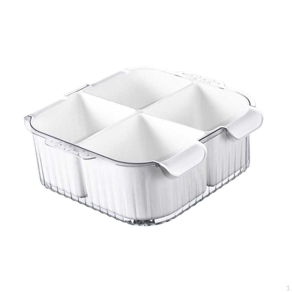 Divided Drain Basket Serving Tray Space Saving Vegetable Washing Colander Bowl