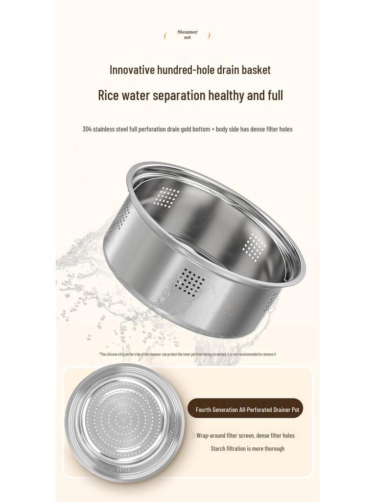 Smart Ceramic Rice Cooker: Multifunction Steaming, Cooking & Stir-Fry Pot with Removable, Washable Parts